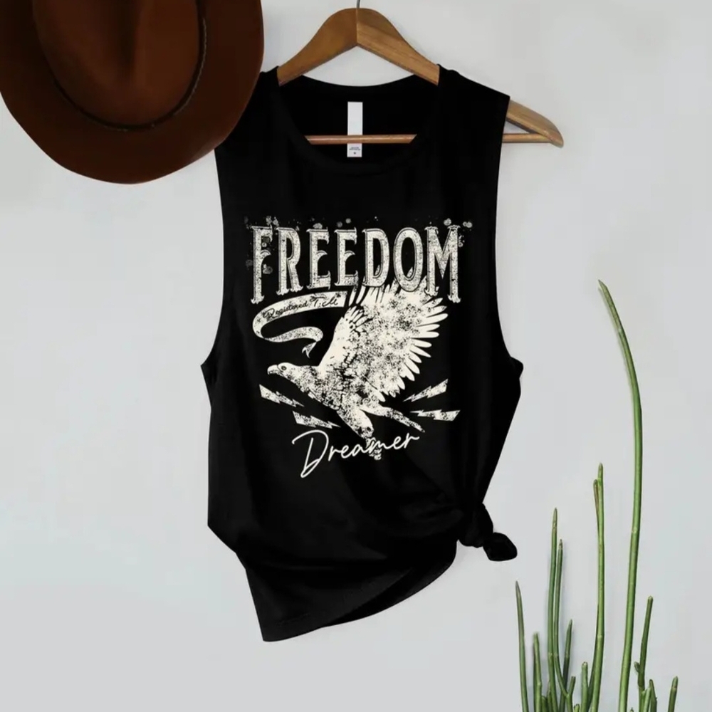 Freedom Dreamer Black Tank Top